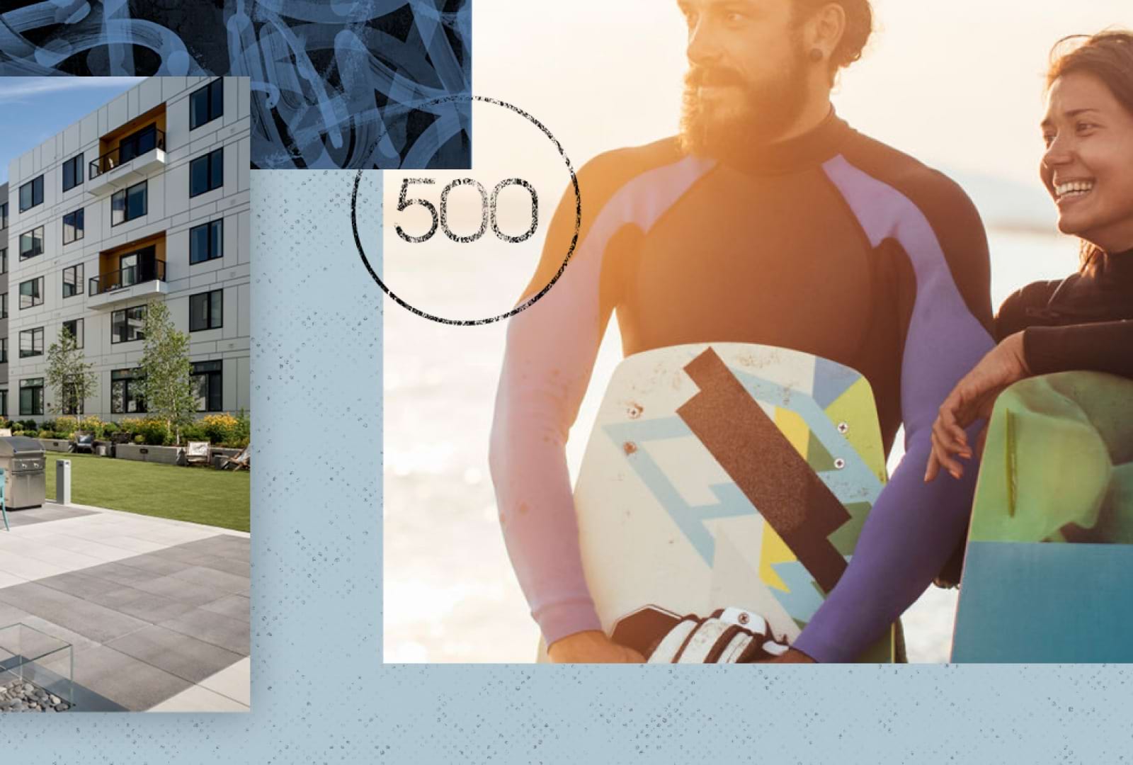 Page Background with Image of Man and Woman Holding Wakeboards
